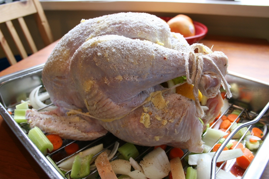 Turkey prepped for roasting